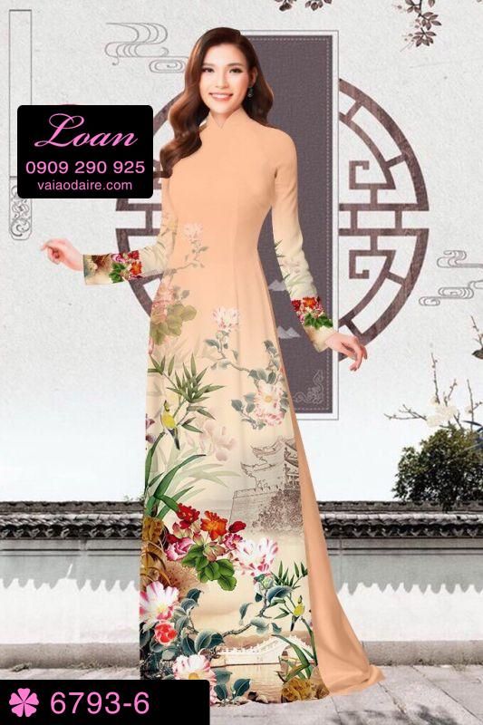 Vải áo dài hoa cảnh