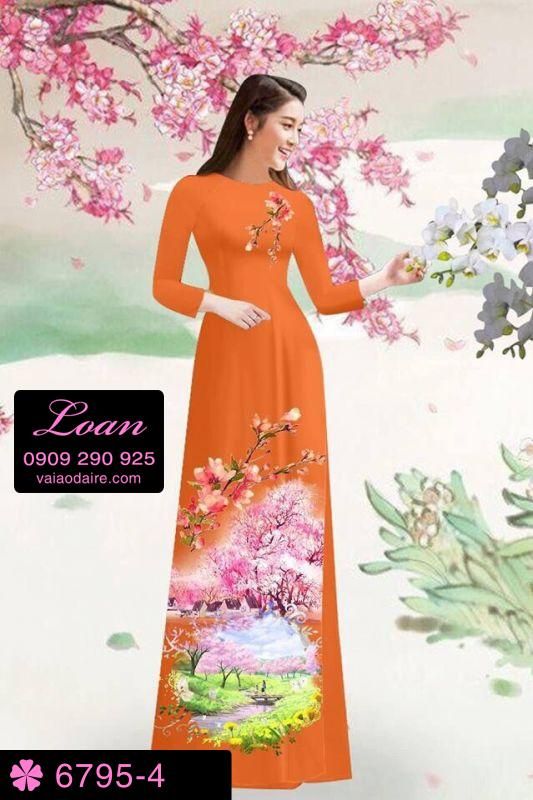 Vải áo dài hoa cảnh