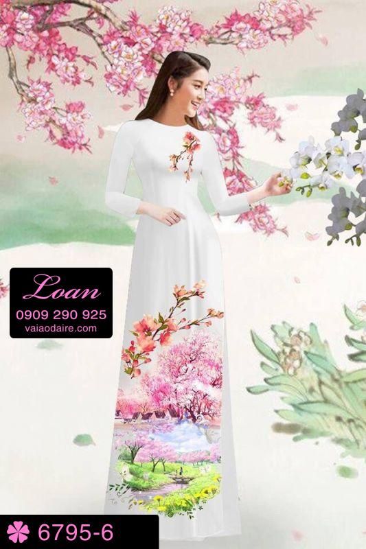 Vải áo dài hoa cảnh