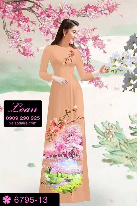 Vải áo dài hoa cảnh
