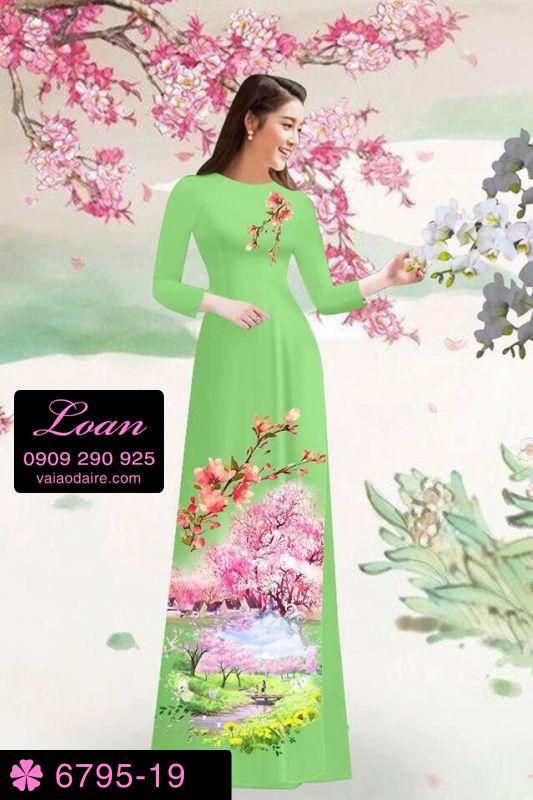 Vải áo dài hoa cảnh