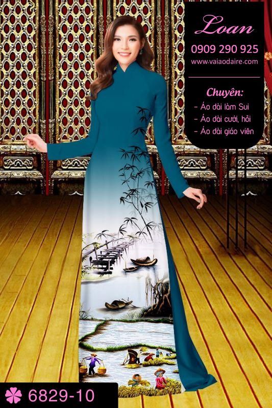 Vải áo dài phong cảnh