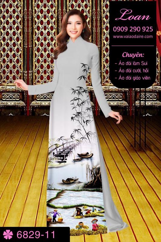 Vải áo dài phong cảnh