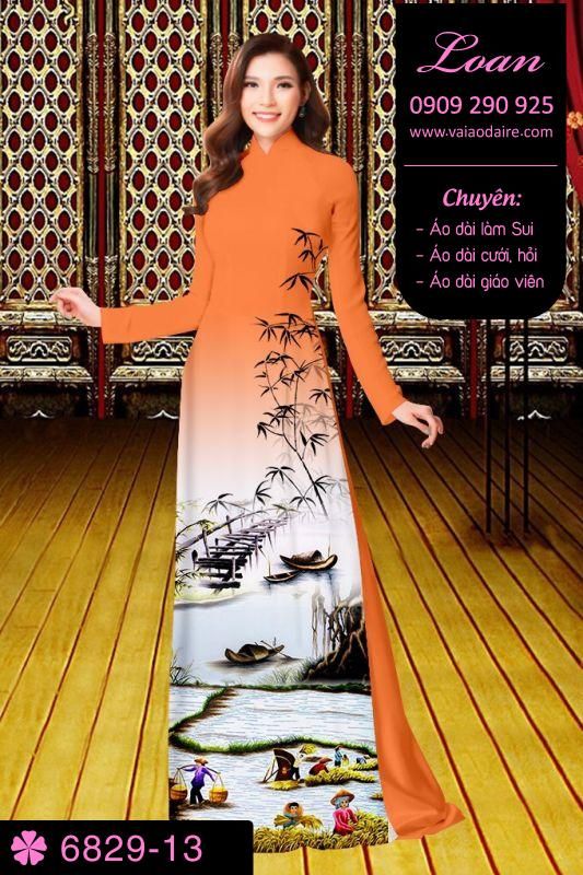 Vải áo dài phong cảnh
