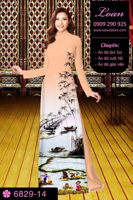 Vải áo dài phong cảnh