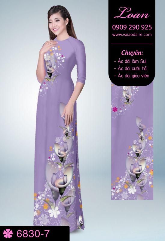 Vải áo dài hoa trên dưới
