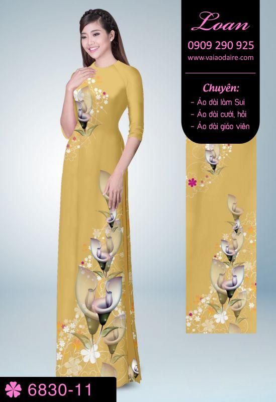 Vải áo dài hoa trên dưới