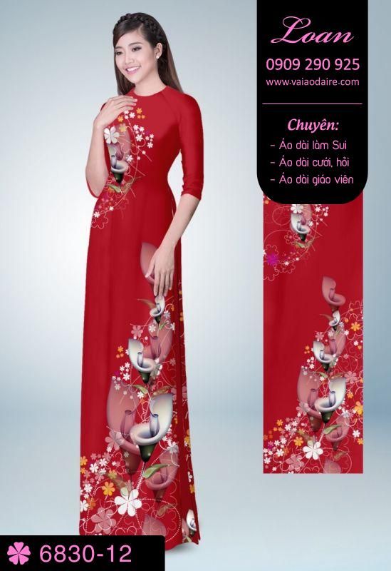 Vải áo dài hoa trên dưới