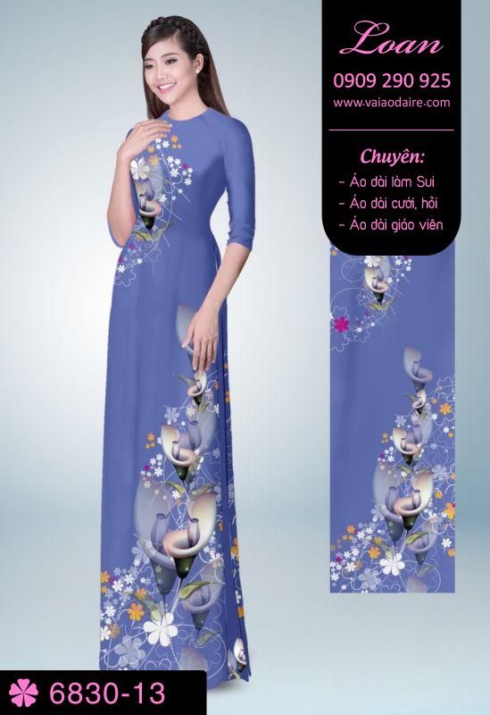 Vải áo dài hoa trên dưới
