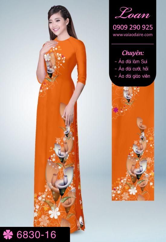 Vải áo dài hoa trên dưới