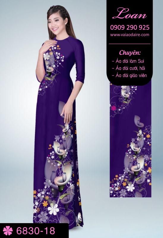 Vải áo dài hoa trên dưới