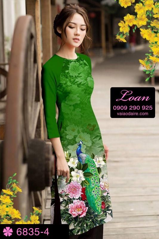 Vải áo dài cách tân chim công