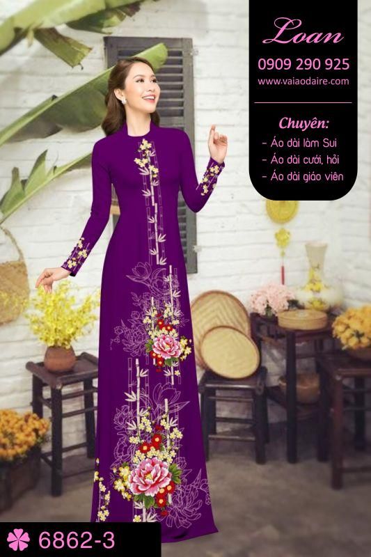Vải áo dài hoa 3D