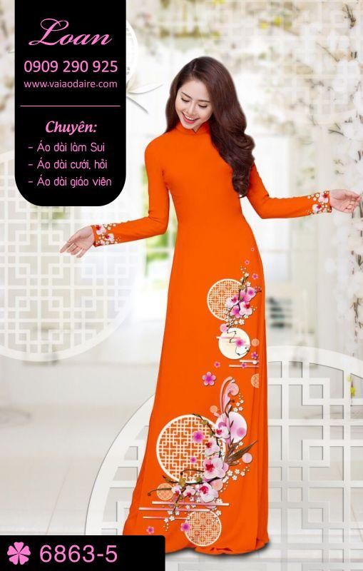 Vải áo dài hoa 3D