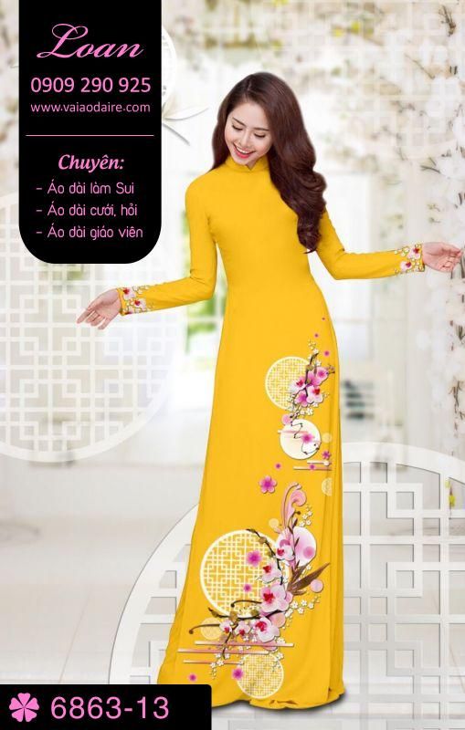 Vải áo dài hoa 3D