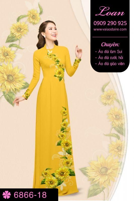 Vải áo dài hoa Hướng Dương