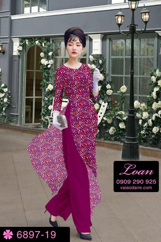 Vải áo dài chấm bi nhí