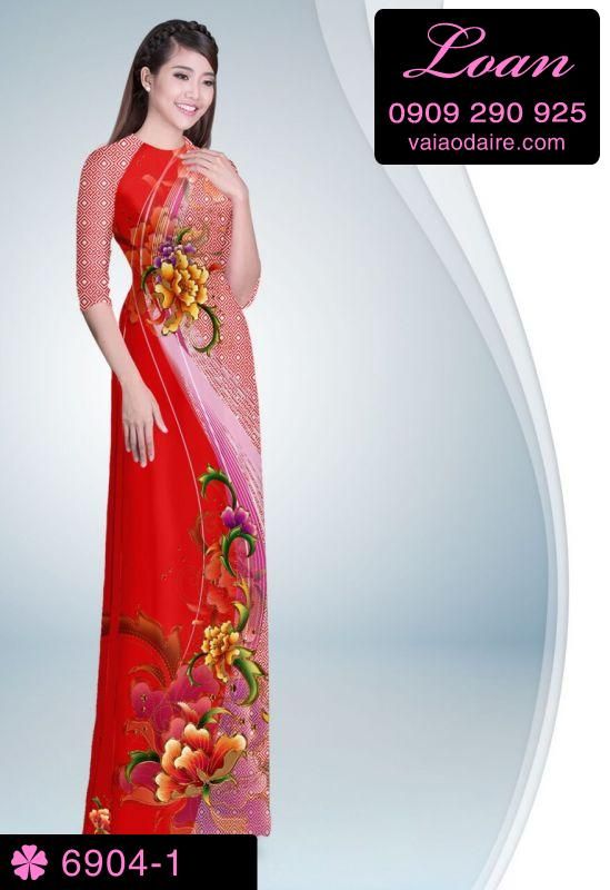 Vải áo dài hoa chạy dọc
