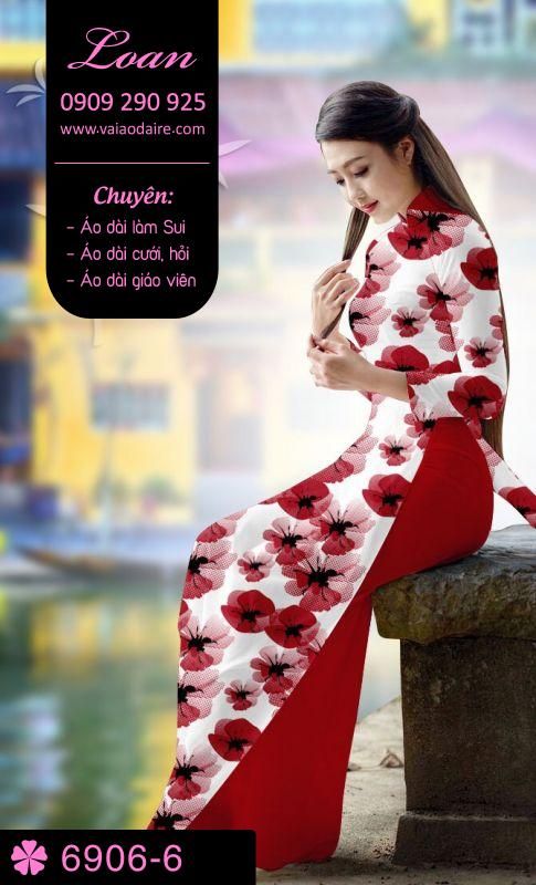 Vải áo dài hoa toàn thân