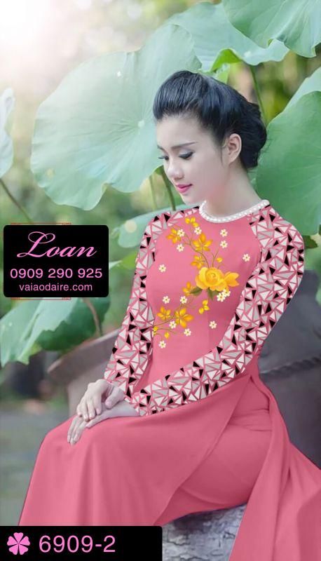 Vải áo dài hoa Hồng