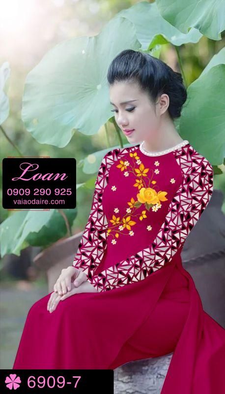 Vải áo dài hoa Hồng
