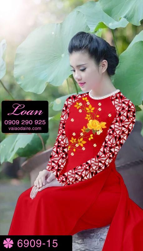 Vải áo dài hoa Hồng
