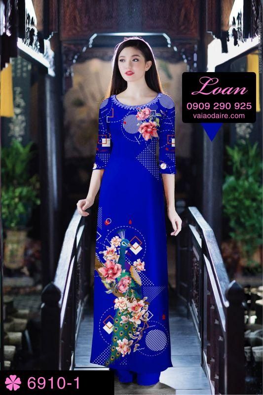 Vải áo dài chim Công
