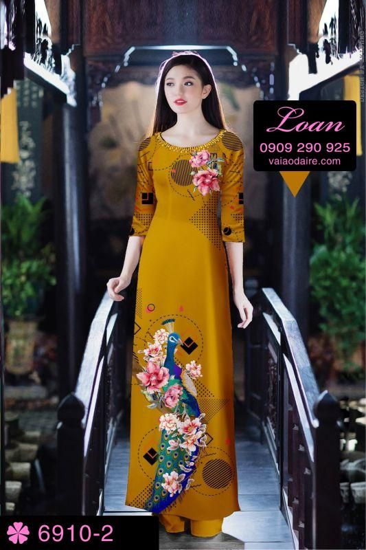 Vải áo dài chim Công