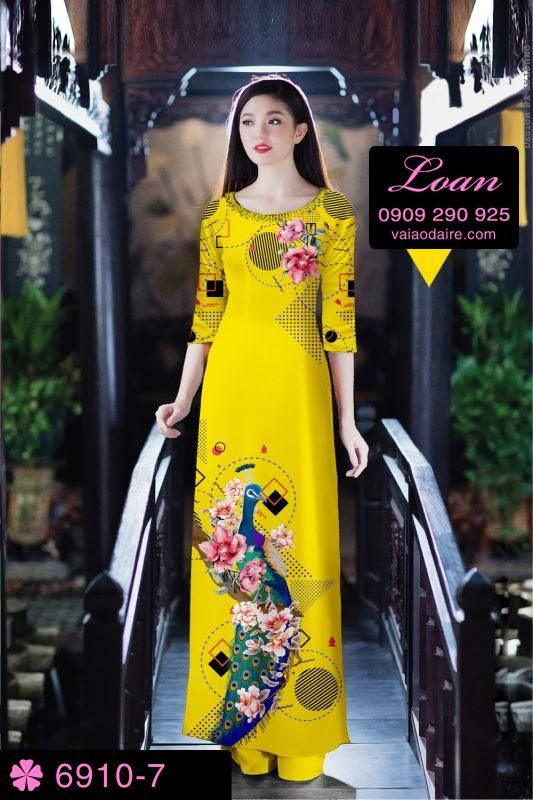 Vải áo dài chim Công