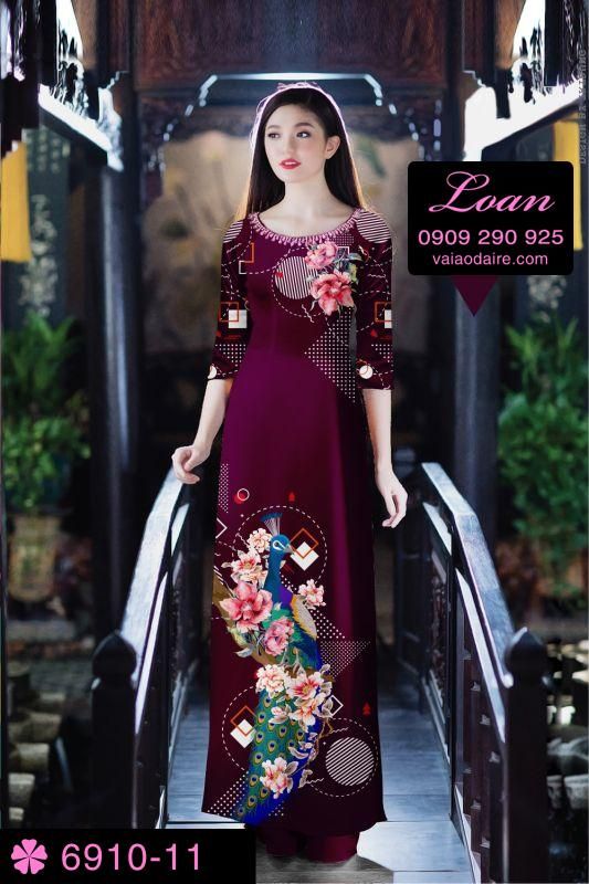 Vải áo dài chim Công