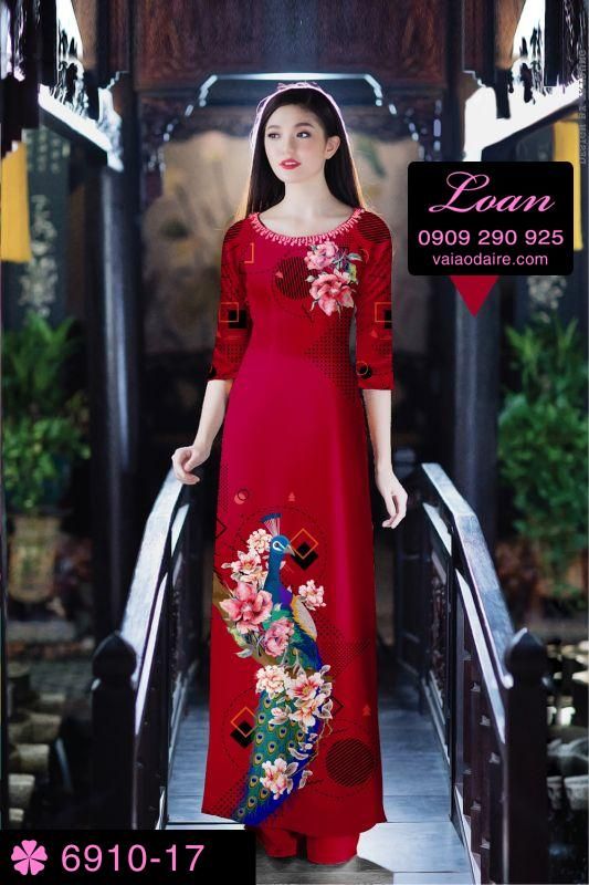 Vải áo dài chim Công