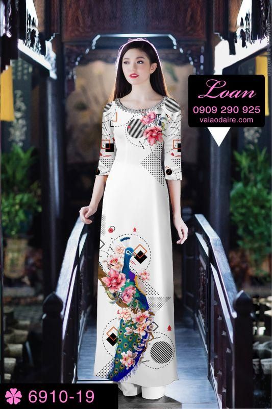 Vải áo dài chim Công