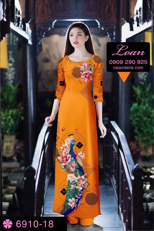 Vải áo dài chim Công
