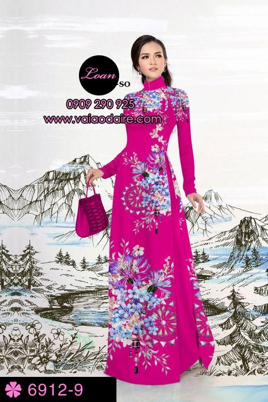 Vải áo dài hoa 3D