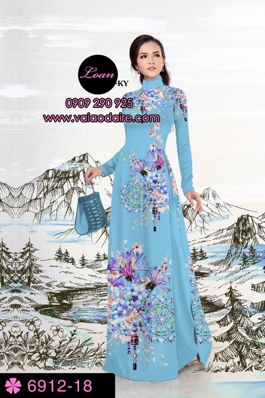 Vải áo dài hoa 3D