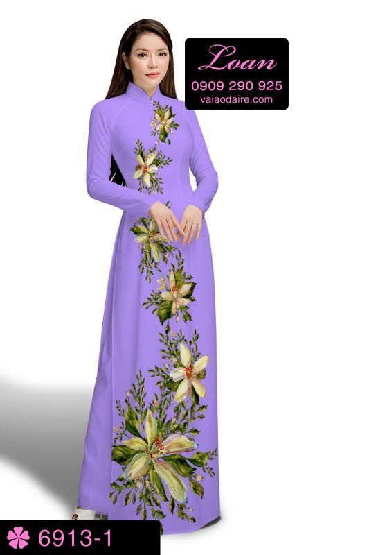 Vải áo dài hoa 3D