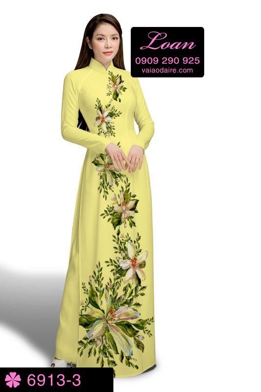 Vải áo dài hoa 3D