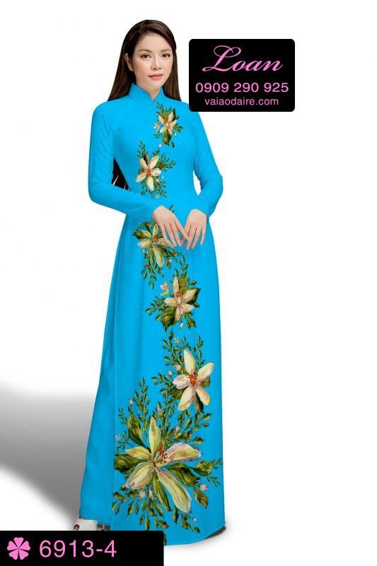 Vải áo dài hoa 3D