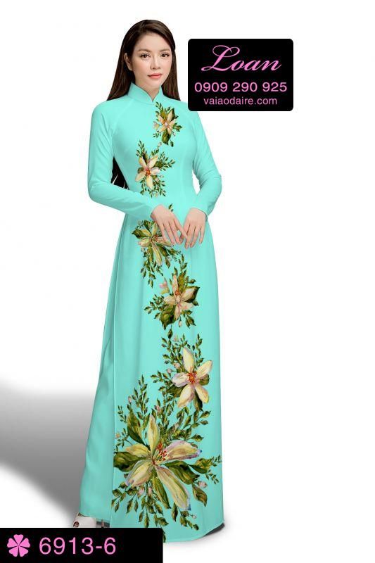 Vải áo dài hoa 3D