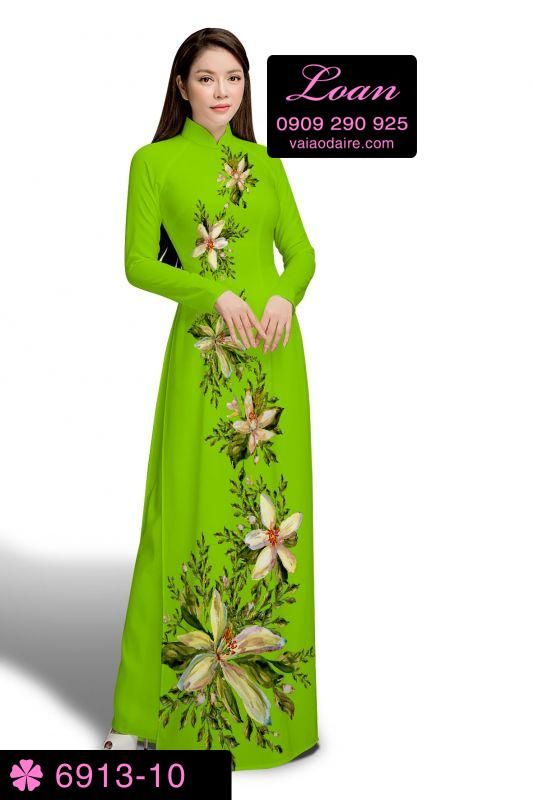 Vải áo dài hoa 3D