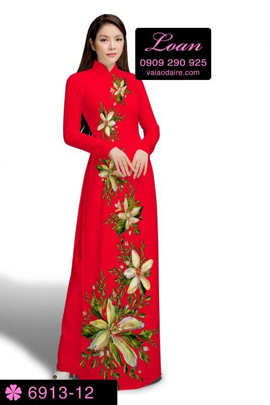 Vải áo dài hoa 3D