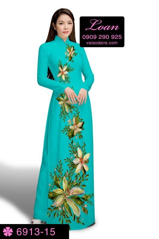 Vải áo dài hoa 3D