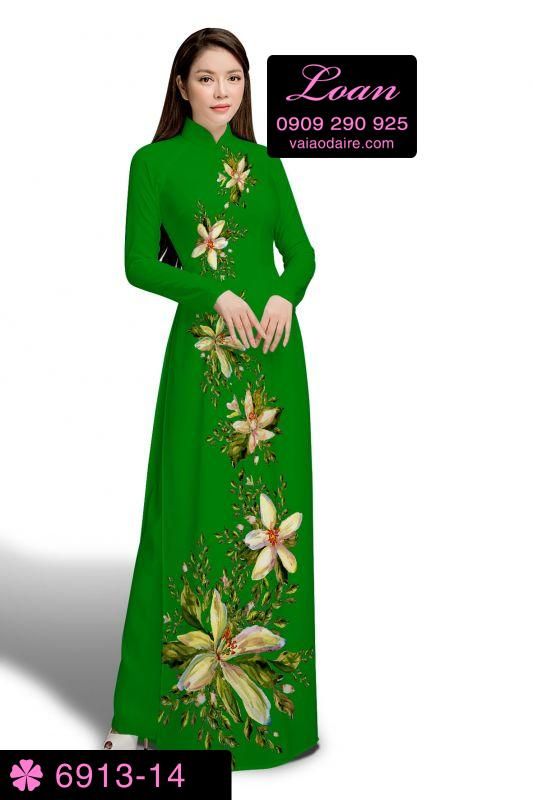 Vải áo dài hoa 3D
