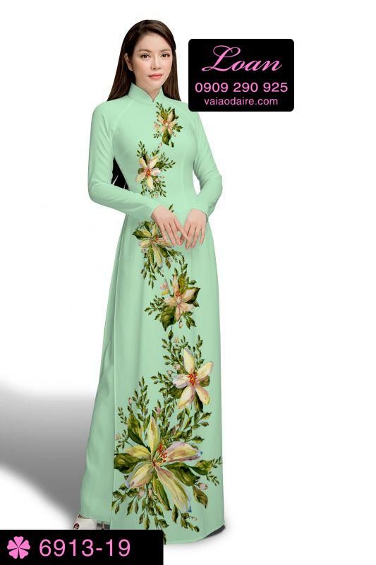 Vải áo dài hoa 3D