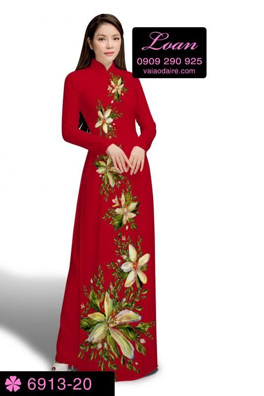 Vải áo dài hoa 3D