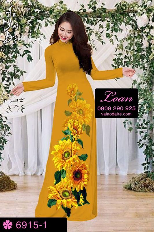 Vải áo dài hoa Hướng Dương