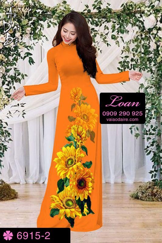 Vải áo dài hoa Hướng Dương
