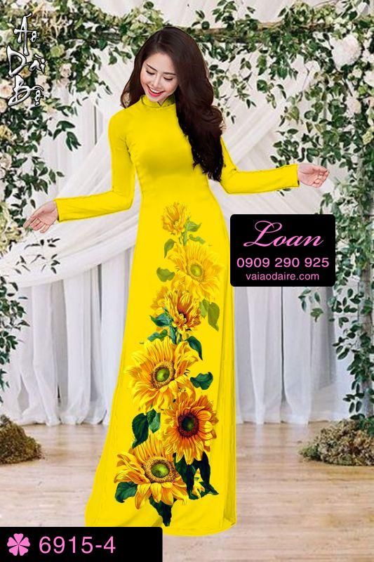 Vải áo dài hoa Hướng Dương