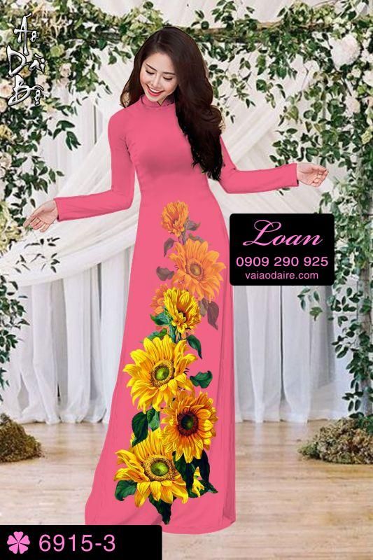 Vải áo dài hoa Hướng Dương