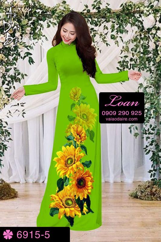 Vải áo dài hoa Hướng Dương